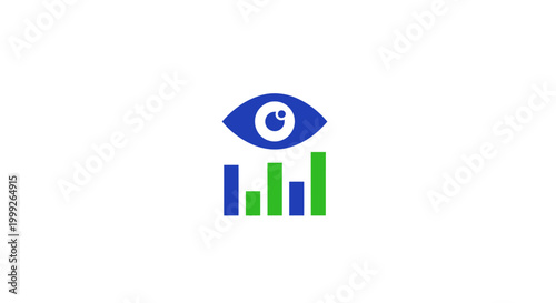 Fotografie Blue eye with graph bars symbol.