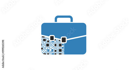 Blue Briefcase With Handle And Latch.