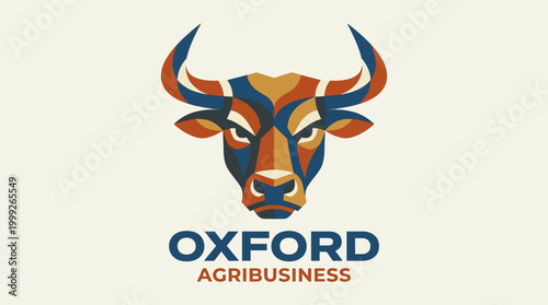 Oxford Agribusiness colorful bull logo design.