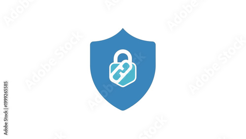 Blue shield with white lock icon.