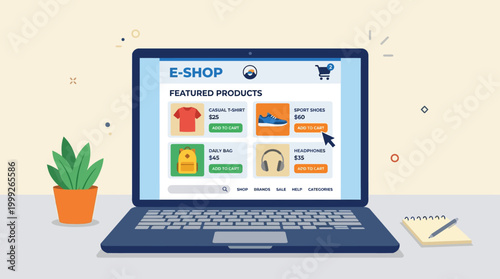 E-commerce website on a laptop screen.