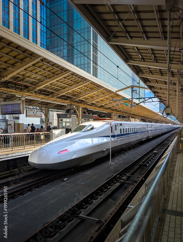 Photos High-Speed Shinkansen Bullet Train at Modern Railway Station Platform