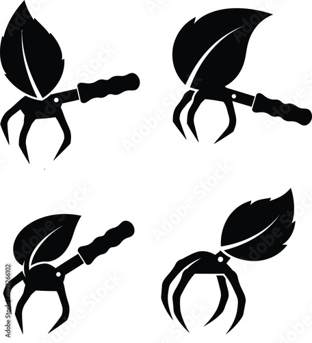 Gardening shears and pruning clippers icon isolated on transparent background, plant trimming tool with leaf design for horticulture