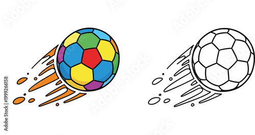 Dynamic Colorful Soccer Ball in Motion - Fast-Paced Sports Graphic