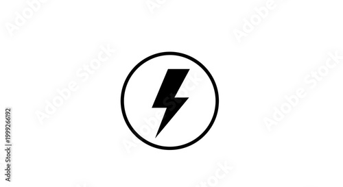 Black lightning bolt in circle icon.