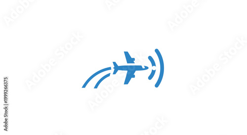 Airplane flying with motion lines.