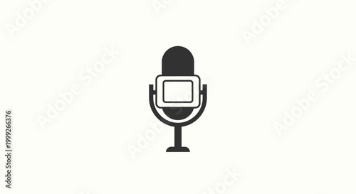 Black Microphone Icon Isolated On White.