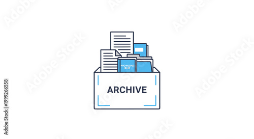 Archive Box with Documents Inside.