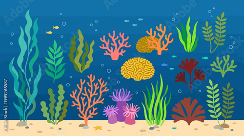 Vibrant coral reef with diverse marine life.