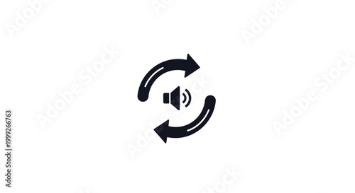 Black sound wave rotation symbol icon.