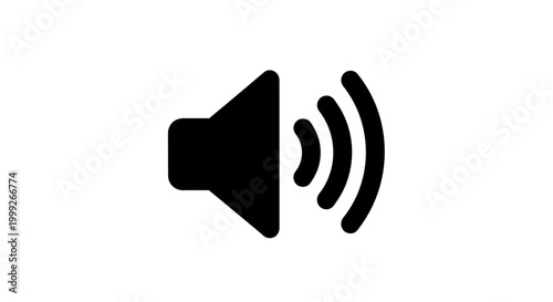 Black speaker icon with sound waves.
