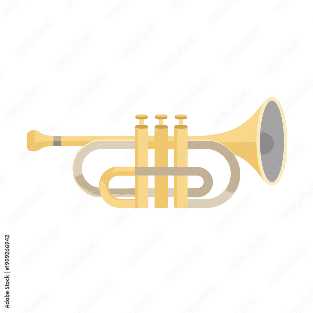 Obraz premium Trumpet Vector Illustration With Valves With Bell