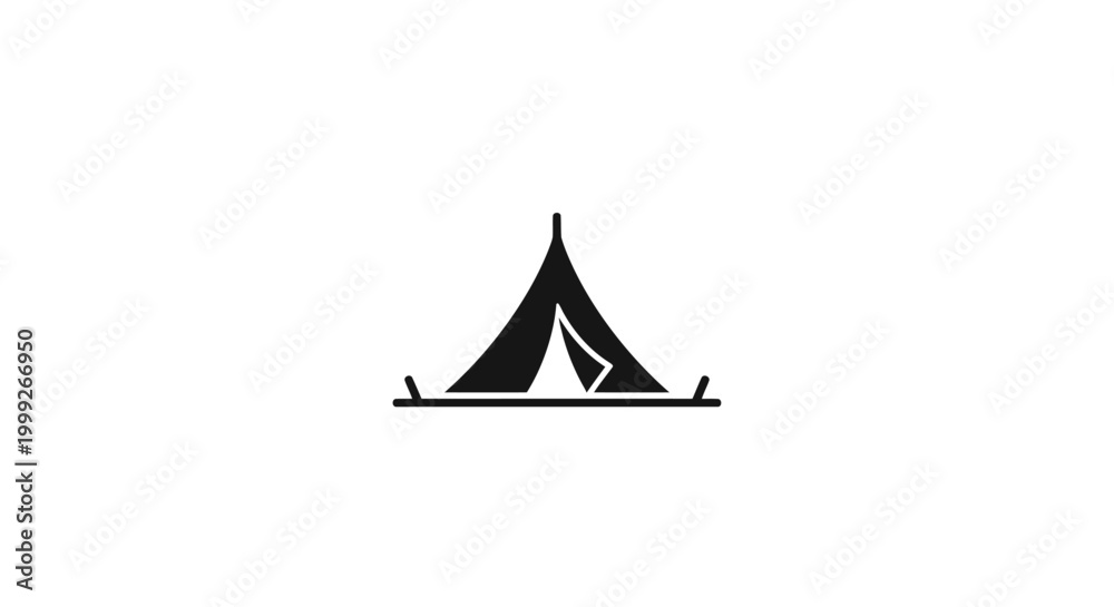 Fototapeta premium Black Triangle Tent Icon Symbol.