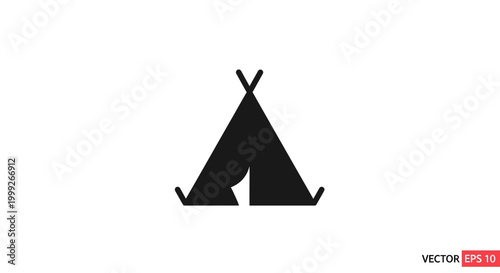 Black tent icon silhouette camping symbol.