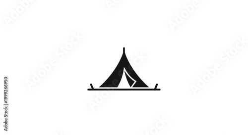 Black Triangle Tent Icon Symbol.
