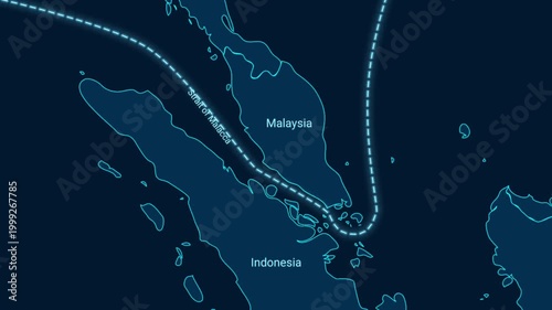 Strait of Malacca Shipping Trade Route Motion Graphic Animation Map