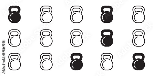 Kettlebell Icon Pattern Grid for Fitness and Strength Training