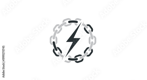 Fotografie Chain wrapped around lightning bolt symbol.