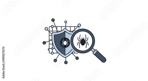 Cyber security threat bug detection concept.