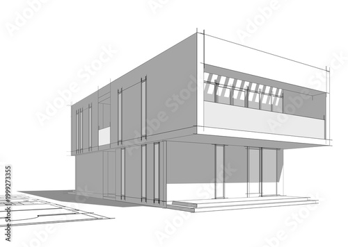 house building sketch architecture 3d illustration