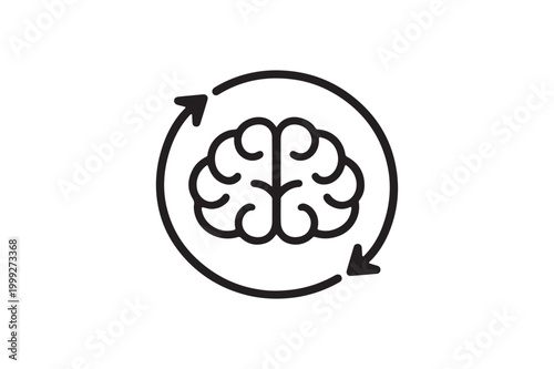 Self Learning AI Outline Icon