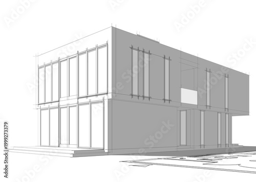 house building sketch architecture 3d illustration