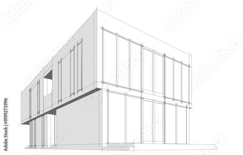 house building sketch architecture 3d illustration