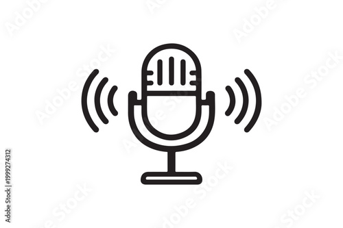 Voice Assistant AI Microphone Outline Icon