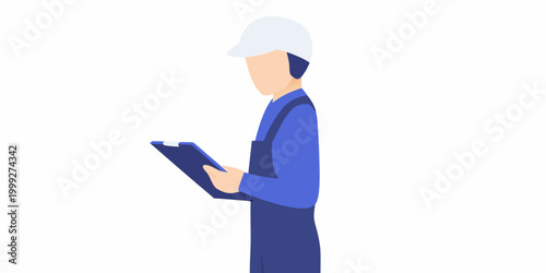 inspector with clipboard flat vector illustration on white background