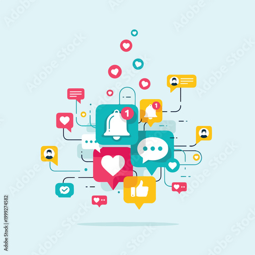 A colorful arrangement of social media icons