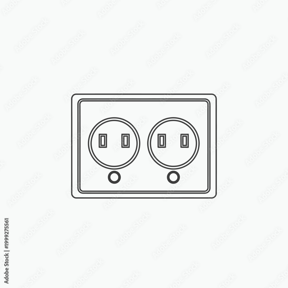 Fototapeta premium Double electrical outlet outline electrical