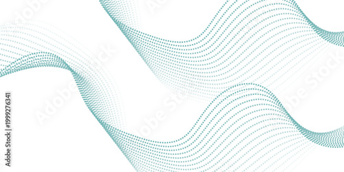 Abstract technology-inspired background with dotted wave lines and smooth gradients in teal tones