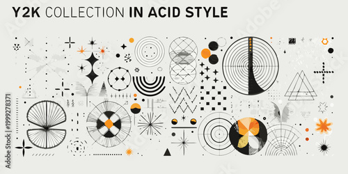 Abstract geometric pattern in acid style y2k aesthetic