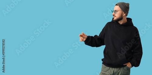 Stylish young man in black ...