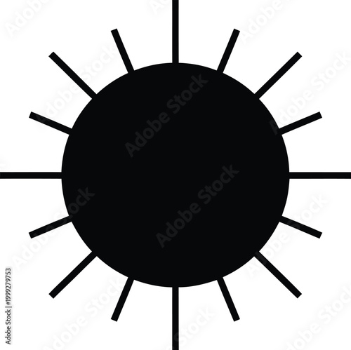 Black virus particle illustration with spikes isolated on white background, Vector