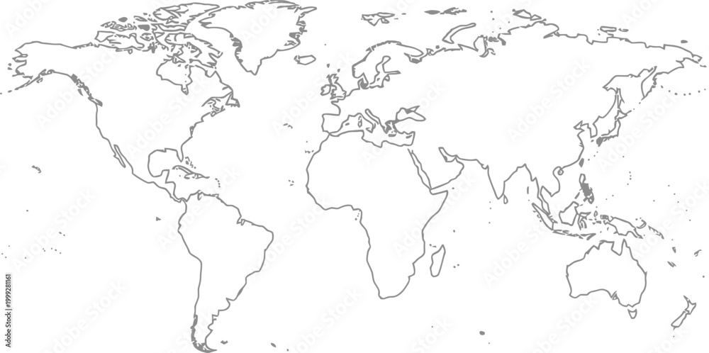 Obraz premium Minimalist world map outline drawing