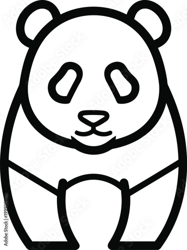 Simple outline drawing of a giant panda bear