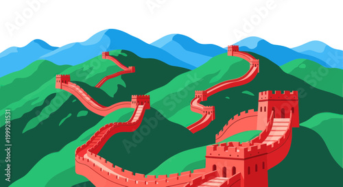 Great Wall of China, Ancient Landmark, Mountain Landscape, Historical Architecture, Travel Destination