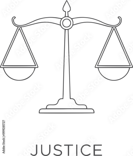 Black and white line of scales of justice symbol