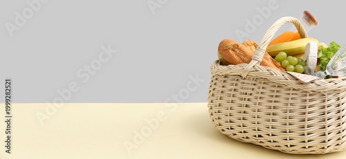 Wicker basket with tasty fo...
