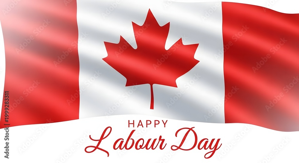 Fototapeta premium Canadian flag with labour day greeting a patriotic and festive image