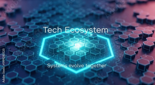 Futuristic Tech Ecosystem With Glowing Hexagons
