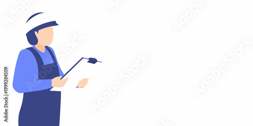 inspector with clipboard and pen flat vector illustration on white background