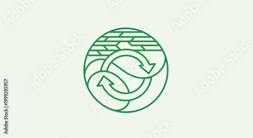 Circular economy and recycling concept icon, symbol of sustainability and environmental care, with green arrows forming a cycle within a circle