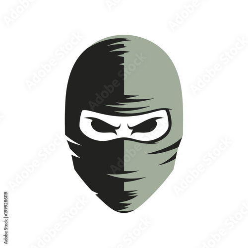 Stylized Ninja Mask Vector Illustration - Assassin Head and Balaclava Icon for Gaming Mascot, Esports Logo, and Security Design