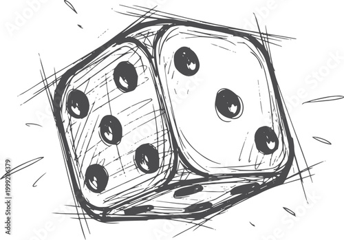 Hand-drawn of two dice with black ink lines