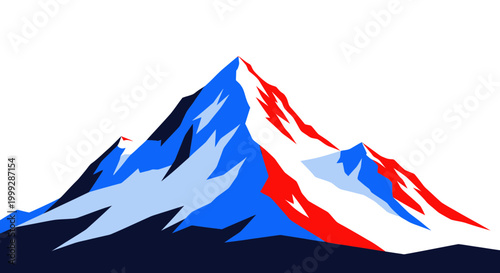 Abstract Mountain Peak with Red and Blue Colors