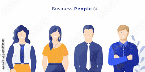 Diverse business people illustration flat vector style with blue background