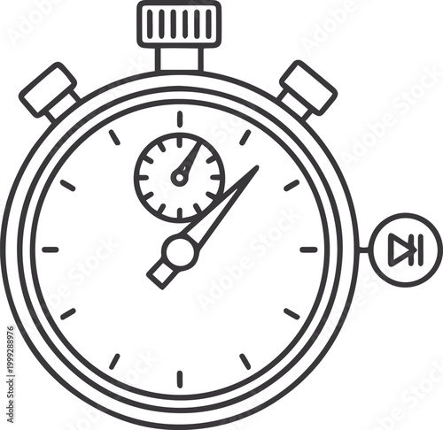 Stopwatch with play and pause button timer