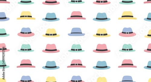 Colorful Fedora Hats Pattern - Seamless Background